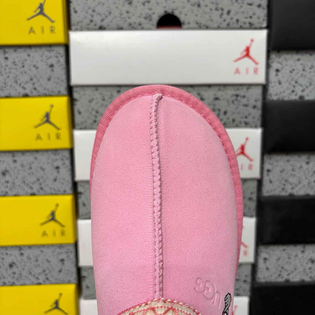 UGG Kallen Lace Platform Slipper – Women’s Suede Clog with Heart Embroidery & Pink Braided Collar in Taffy Pink