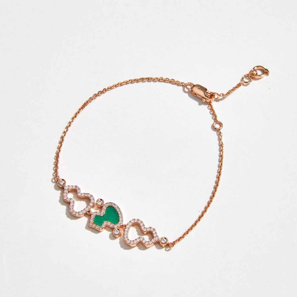 QEELIN WULU DIAMOND 3 MOTIF PINK GOLD BRACELET