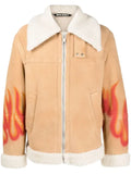 Palm Angels flames sherpa trucker jacket