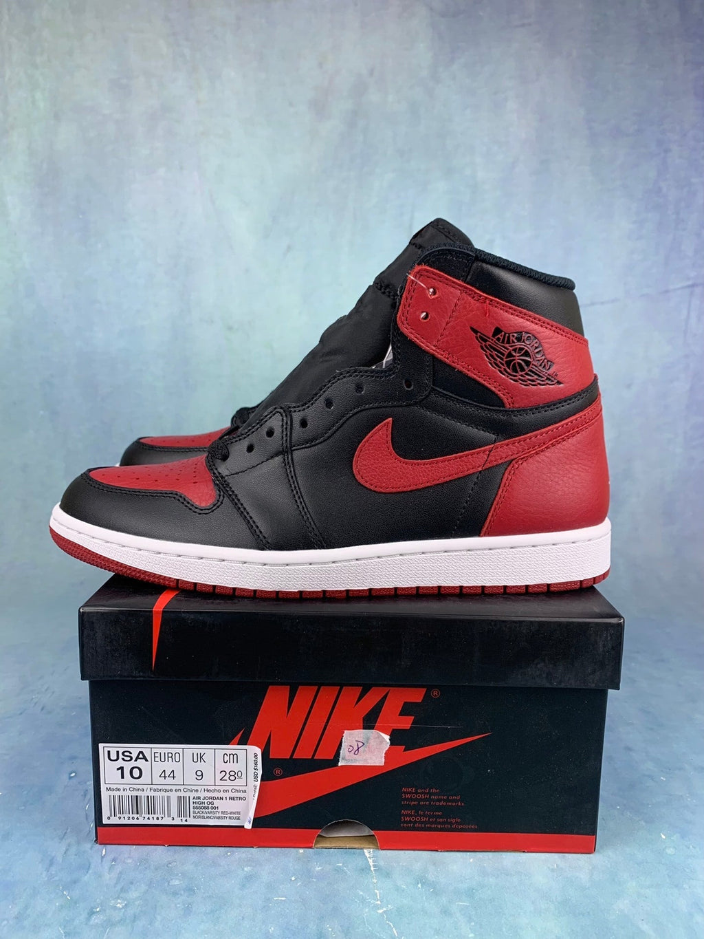 Air Jordan 1 High Banned Black/Red 555088-001 Unisex Sneakers