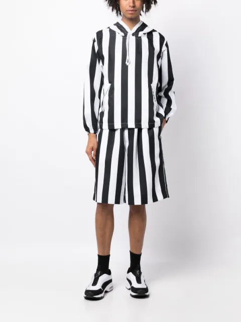 Black Comme Des Garçons striped long-sleeved hoodie