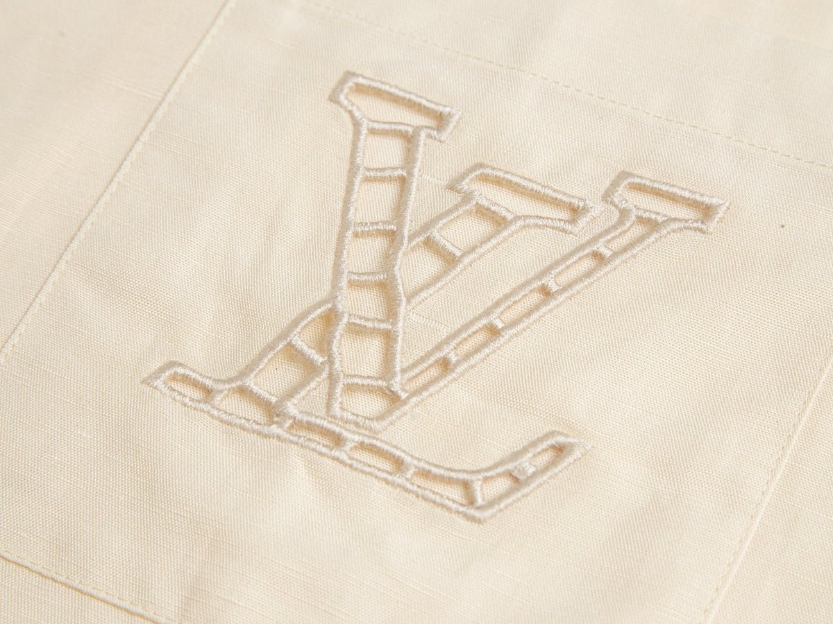 Silk-Linen Blend Cutwork Embroidered Short Sleeve Shirt