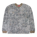 BEIGE CAMO BURN OUT PRINT LONG SLEEVE T-SHIRT