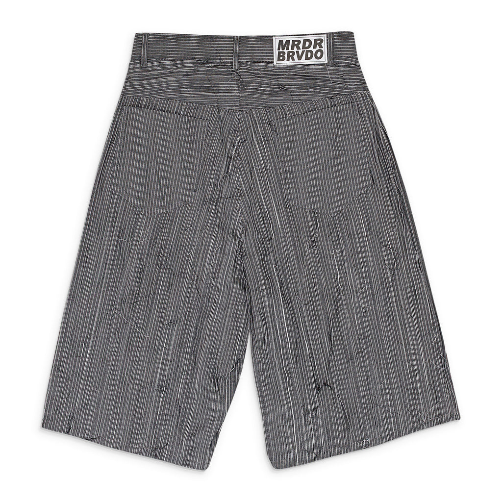 GRAY EXPOSED SEAM MID LENGTH SHORTS