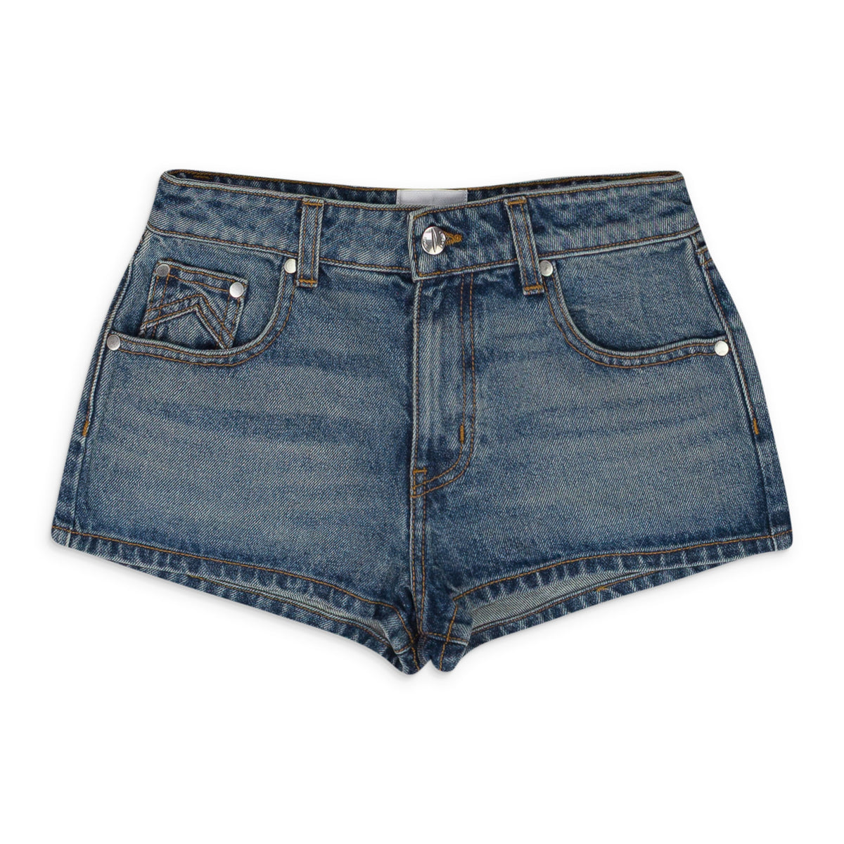 INDIGO LOW-WAIST DENIM SHORTS