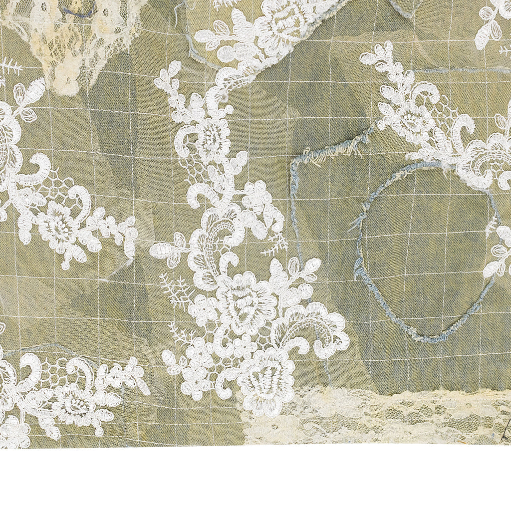 BLUE LACE PATCHWORK BUTTON-DOWN SHIRT