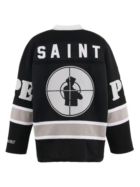 SAINT MXXXXXX Public Enemy logo-patch long-sleeve T-shirt