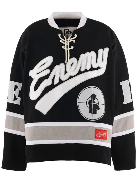 SAINT MXXXXXX Public Enemy logo-patch long-sleeve T-shirt