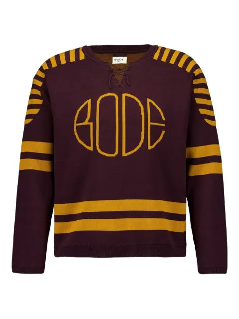 BODE striped lace-up sweater