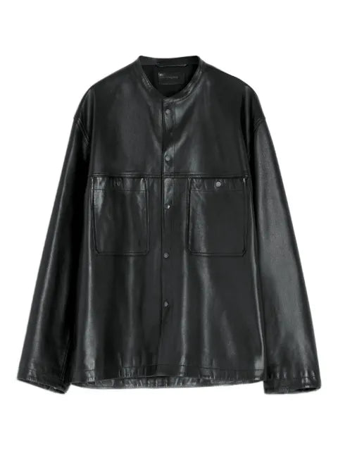 LEMAIRE snap-closure patch-pocket leather overshirt