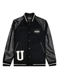 Undercover Psycho leather-sleeved bomber jacket
