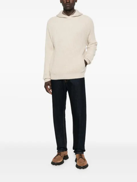 BOMPARD ribbed-knit hooded sweater