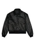 PLACE OF ËLMS debossed leather bomber jacket