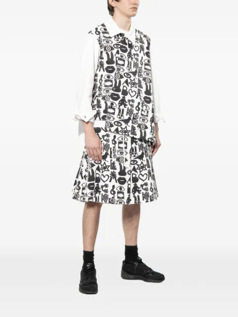 Black Comme Des Garçons side-button printed jacket