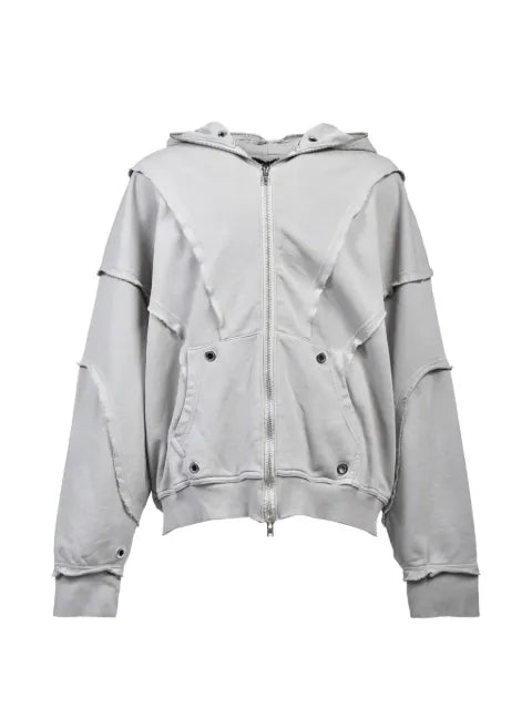 BREATH frayed zip-up hoodie