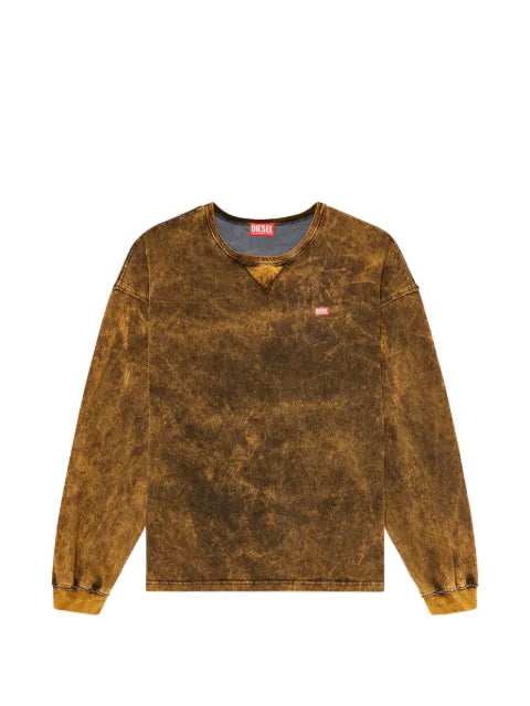 Diesel acid-wash long-sleeve T-shirt with frayed details
