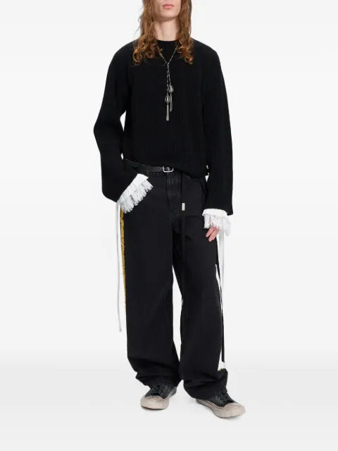 Ann Demeulemeester ribbed-knit wide-sleeve sweater