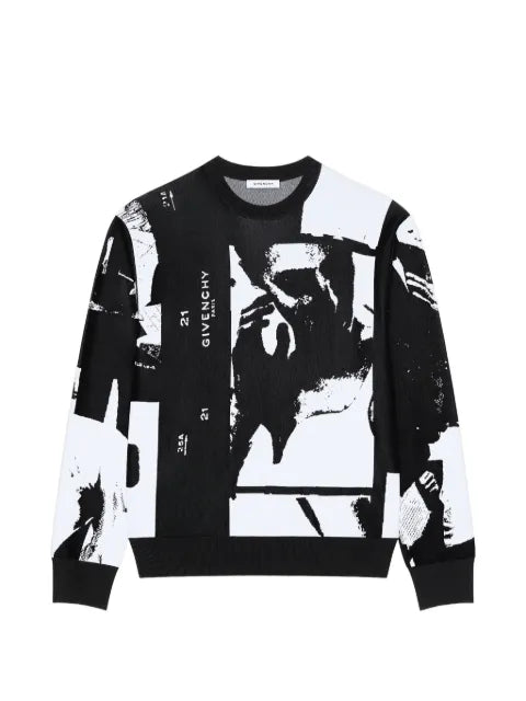 Givenchy sweater in knit with photographic negative jacquard