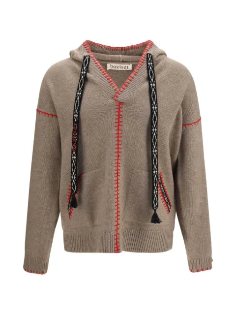 Baziszt contrast-stitch hooded sweater