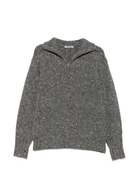 Auralee zip-neck knit sweater