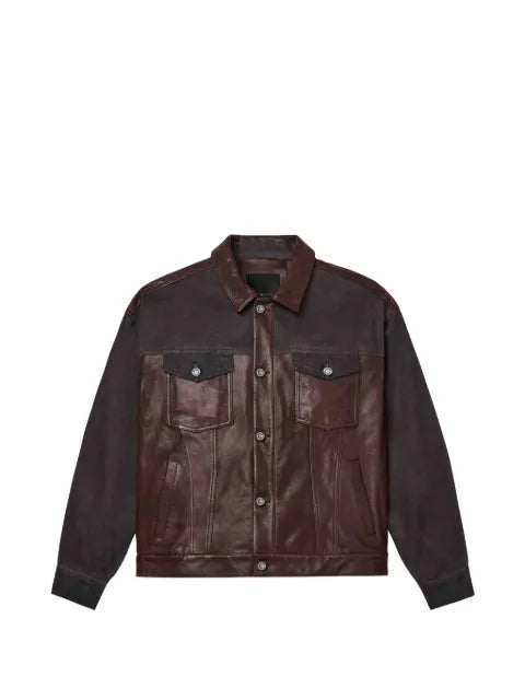 Purple Brand leather-panelled denim jacket