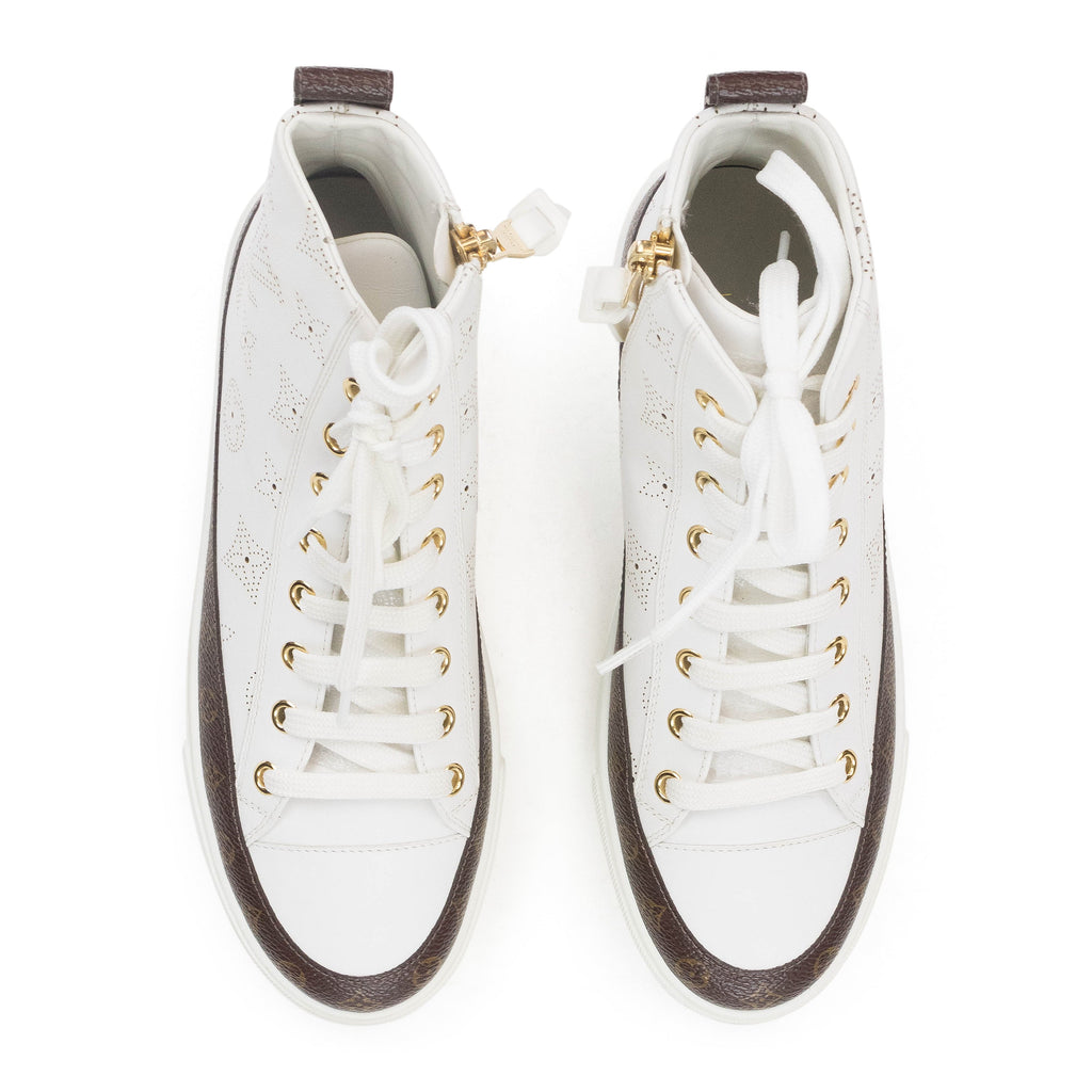 White Monogram Stellar High-Top Sneakers