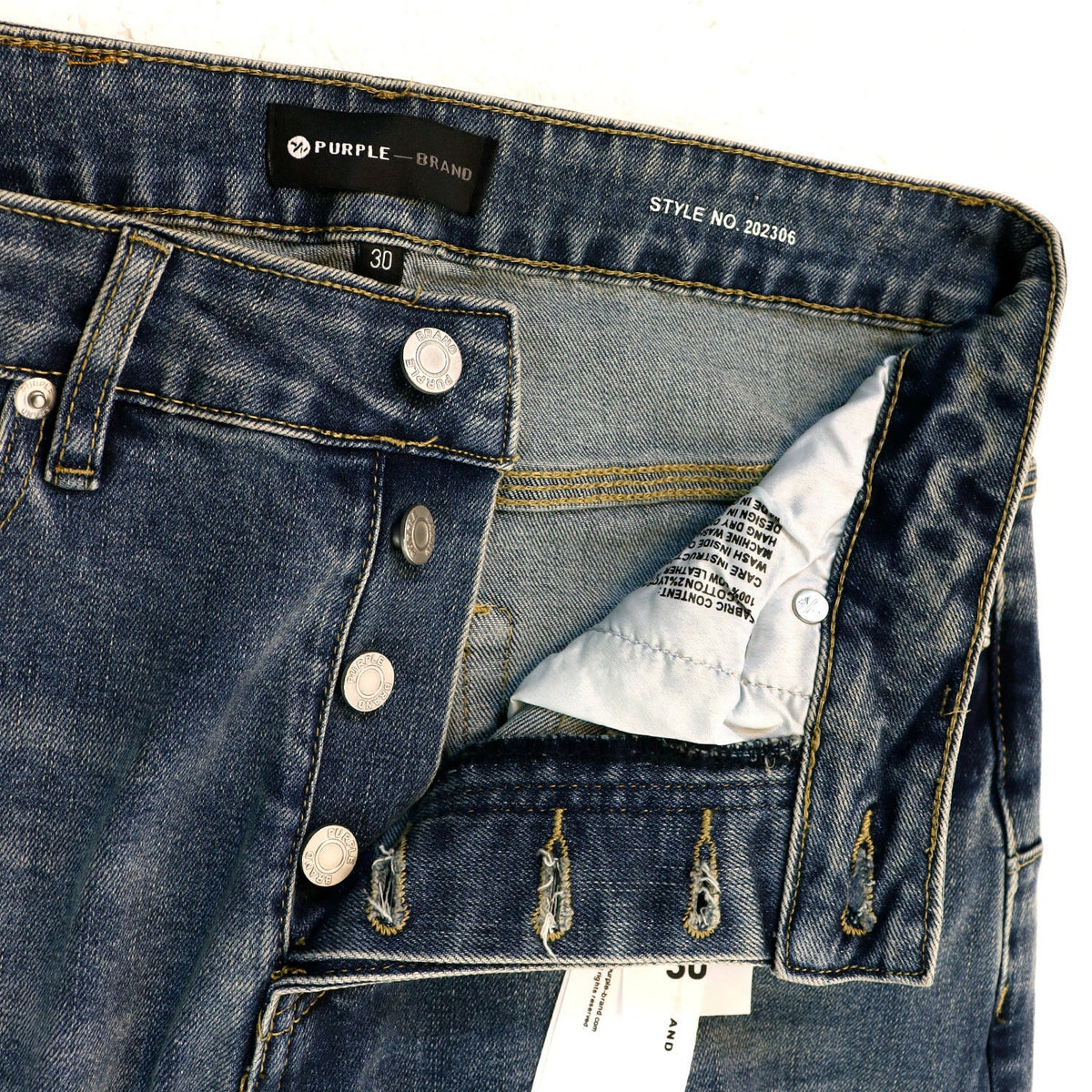 Purple Brand Plaid Patch Ripped Skinny Denim Jeans Unisex