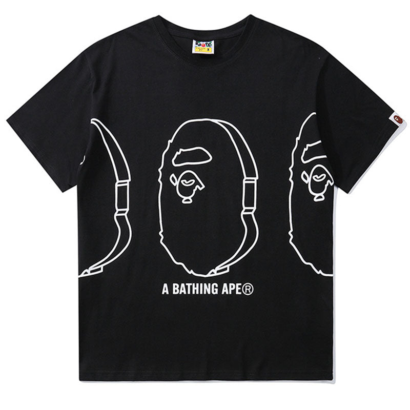 BAPE Triple Outline Ape Head Men's T-Shirt - Black