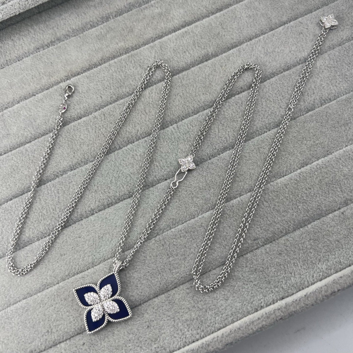 Roberto Coin Style Four-Leaf Clover Cubic Zirconia Necklace