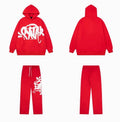Syna world Graffiti Logo Red Hoodie And Sweatpants Set