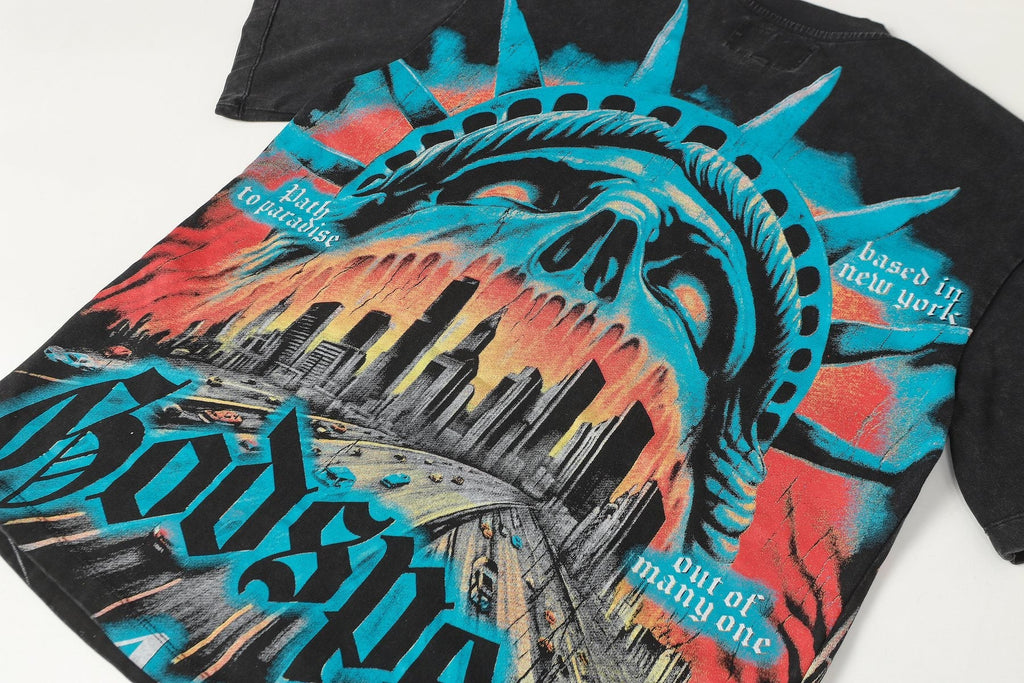 Godspeed Distressed Rhinestone Graphic T-Shirt