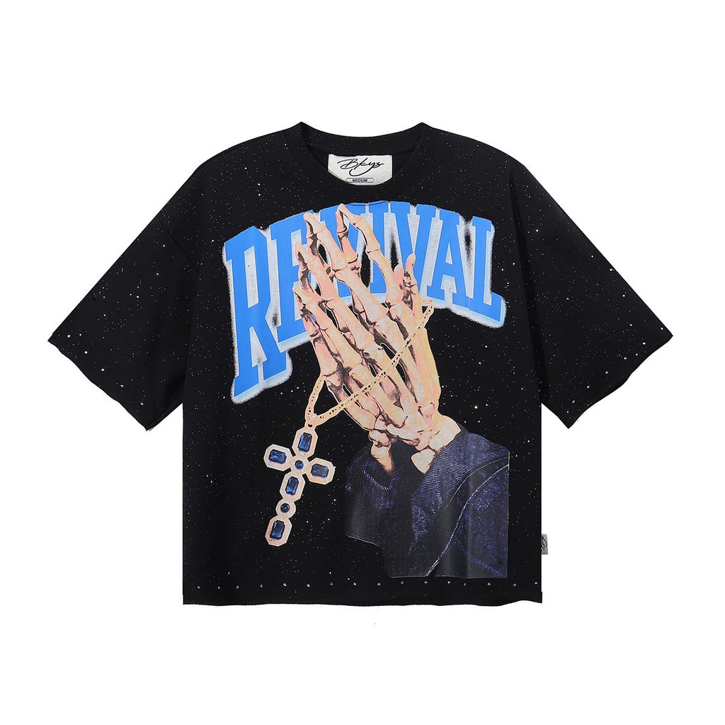 BKYS Revival Rhinestone Graphic Cropped T-Shirt