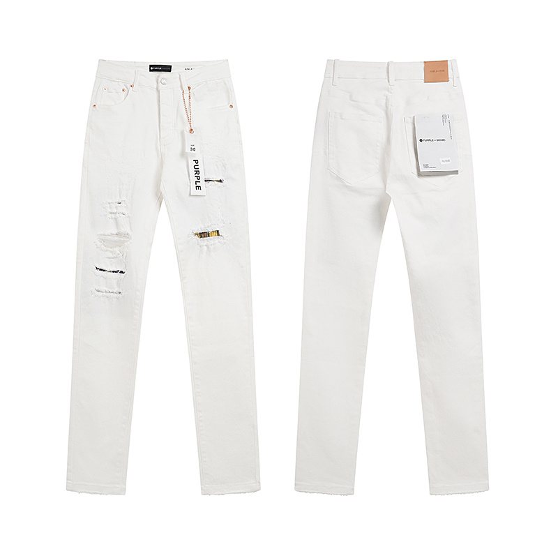 Purple Brand White Distressed Slim Jeans