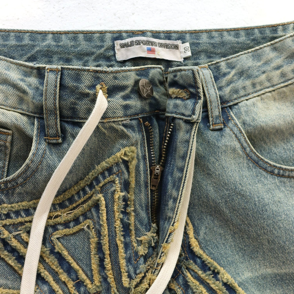 Vale Forever Embroidered Letter Washed Jeans