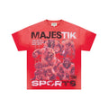 MAJESTIK Red Bear Football Graphic T-Shirt