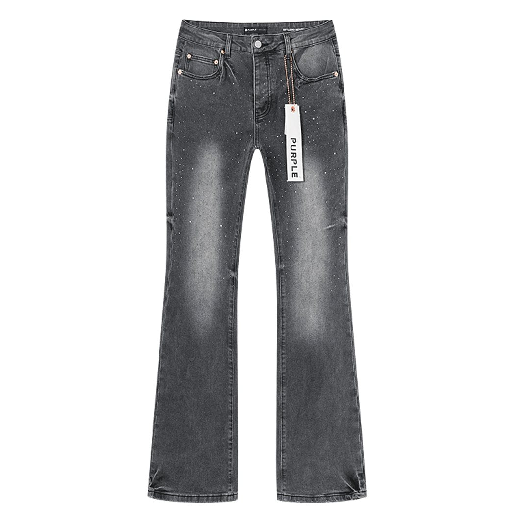 Purple Brand Gray Rhinestone Flared Jeans