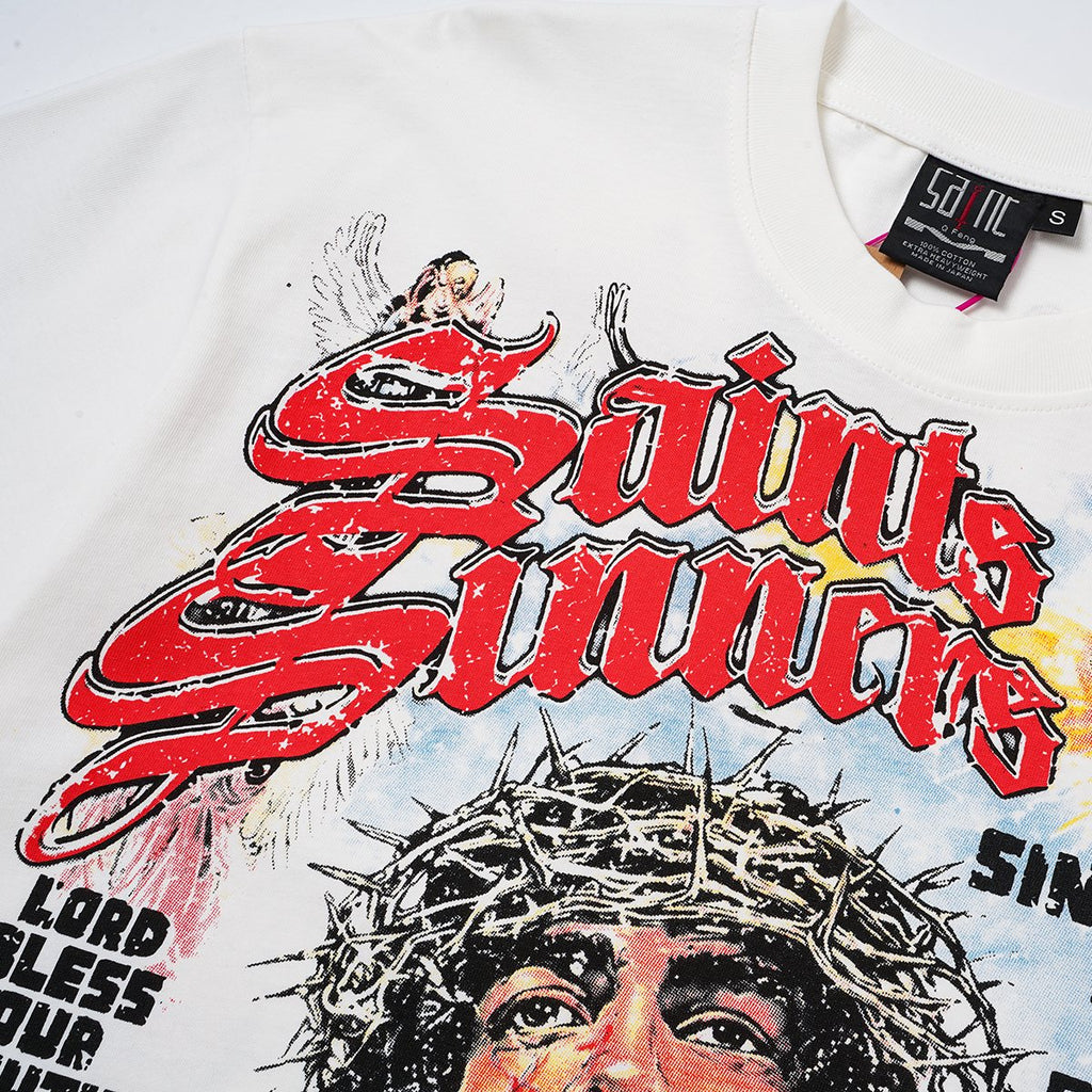 SAINT Religious-Inspired Graphic Short-Sleeve T-Shirt