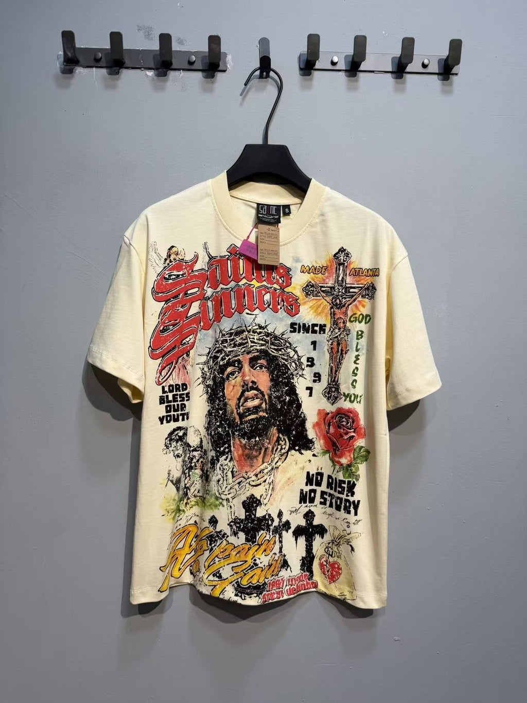 SAINT Religious-Inspired Graphic Short-Sleeve T-Shirt