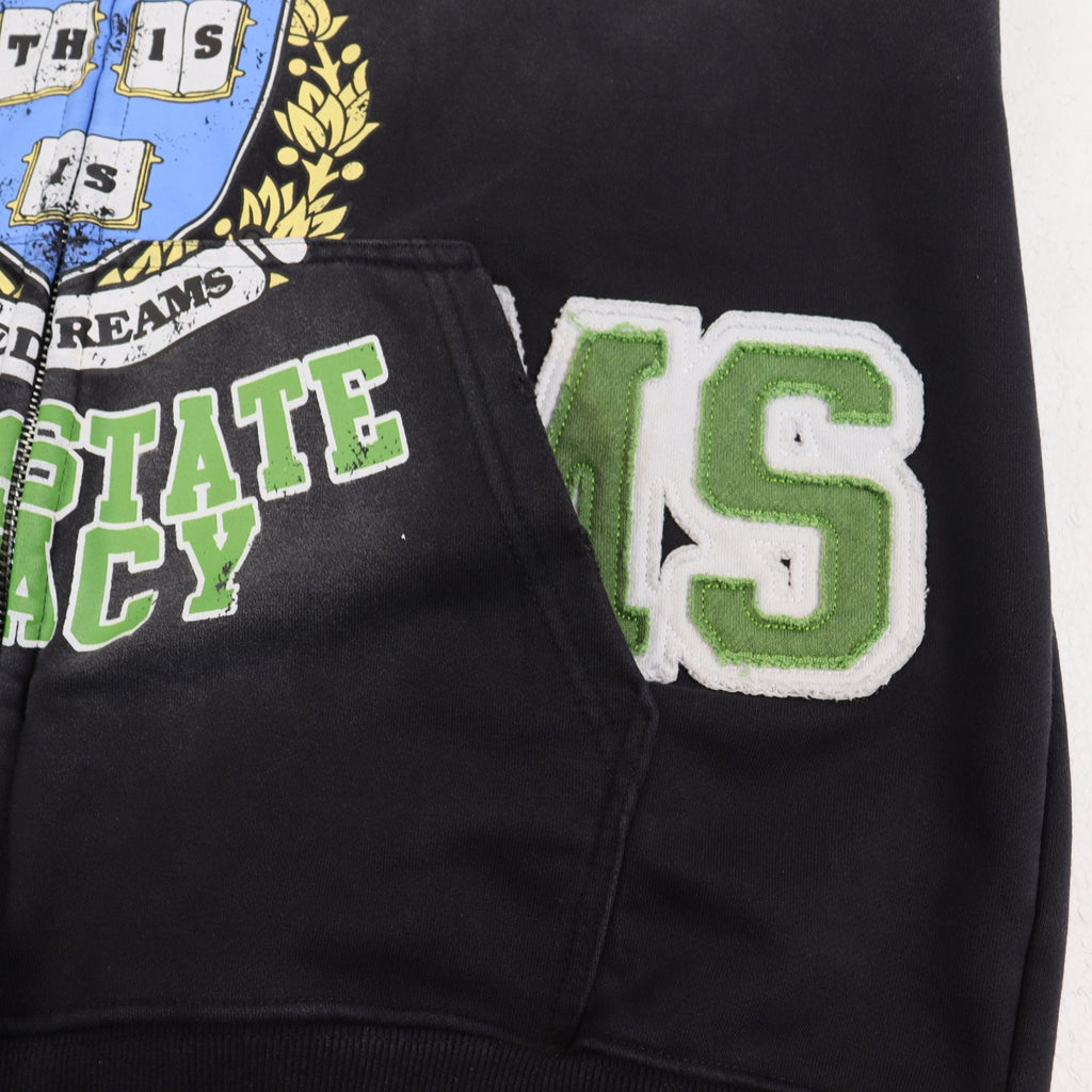 Valley Dreams Varsity Crest Washed Black Zip Hoodie