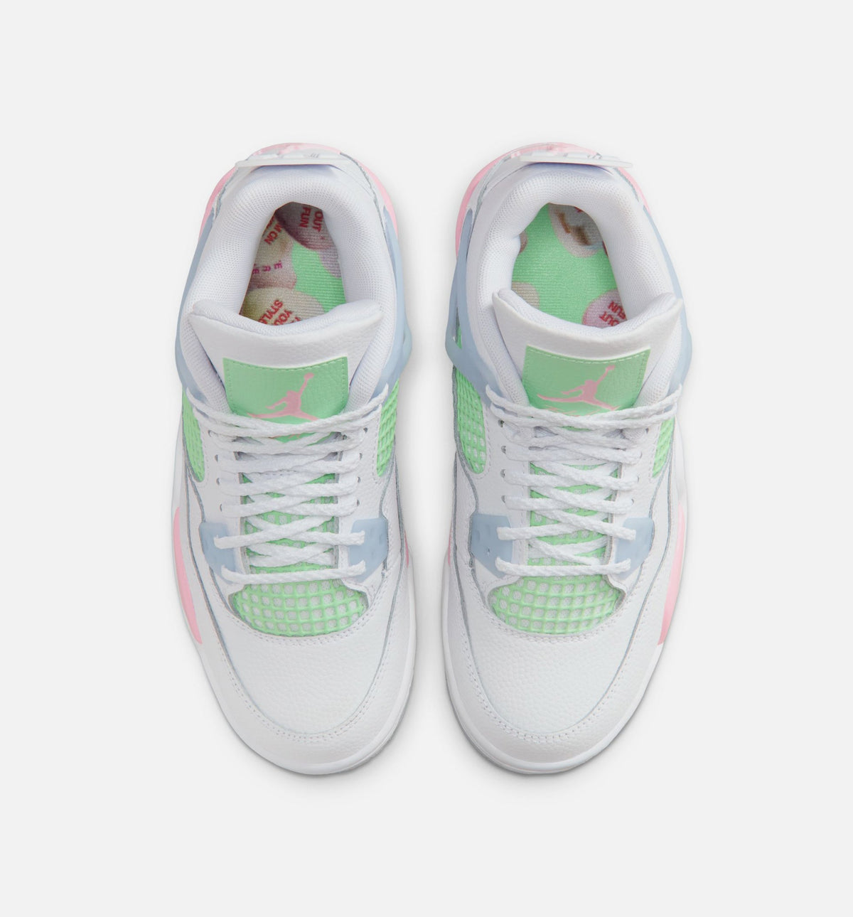Air Jordan 4 Retro Medium Soft Pink Girls' Grade School Sneakers - White/Medium Soft Pink/Half Blue