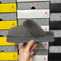 UGG Tazz Platform Slipper – Women's Sherpa-Cuff Suede Mule in Grey