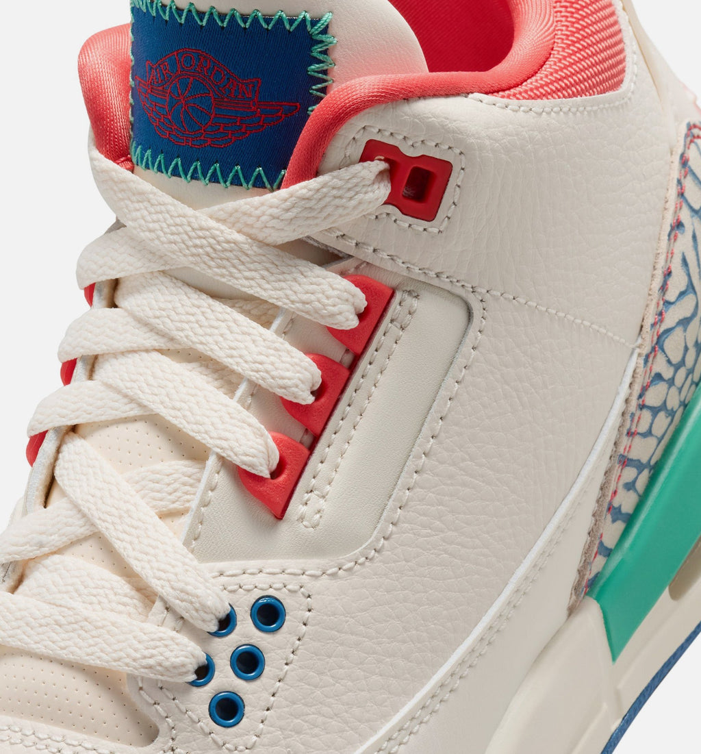 Air Jordan 3 Retro Play Your Way | Grade School Lifestyle Shoe | Chalk/Crossover Red/True Blue/Kinetic Green