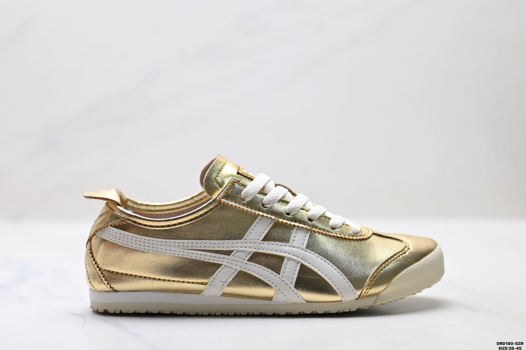 Onitsuka Tiger Retro Low Top Metallic Gold White Unisex Shoes Style 19