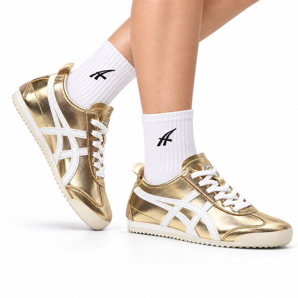 Onitsuka Tiger Retro Low Top Metallic Gold White Unisex Shoes Style 19