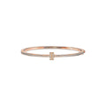Tiffany Style T Motif Cubic Zirconia 18K Gold-Plated Bangle