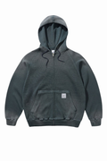 BUTTER FADED WAFFLE ZIP HOODIE Washed Black