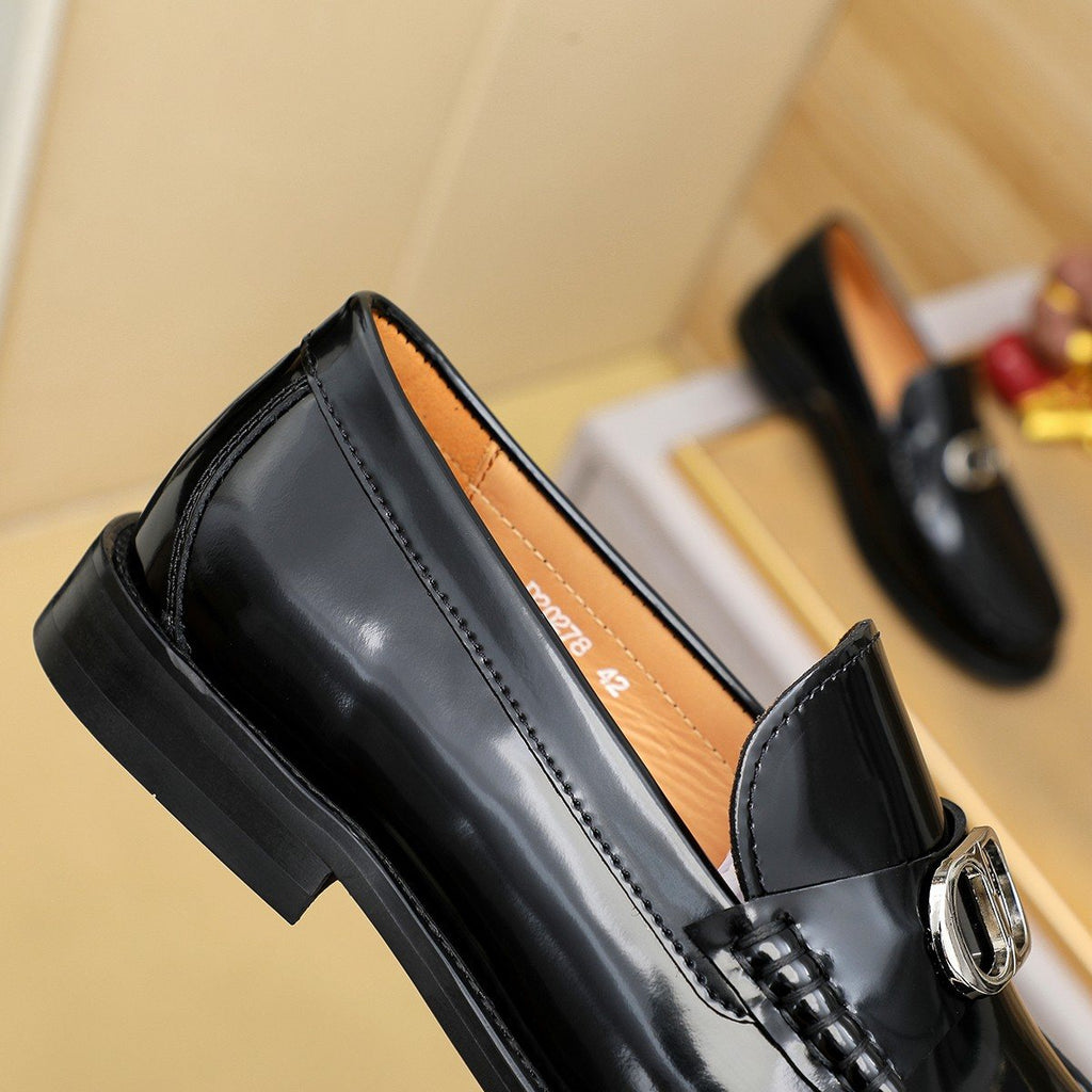 Dior Black Buckle Loafers - Moc-Toe Stitching