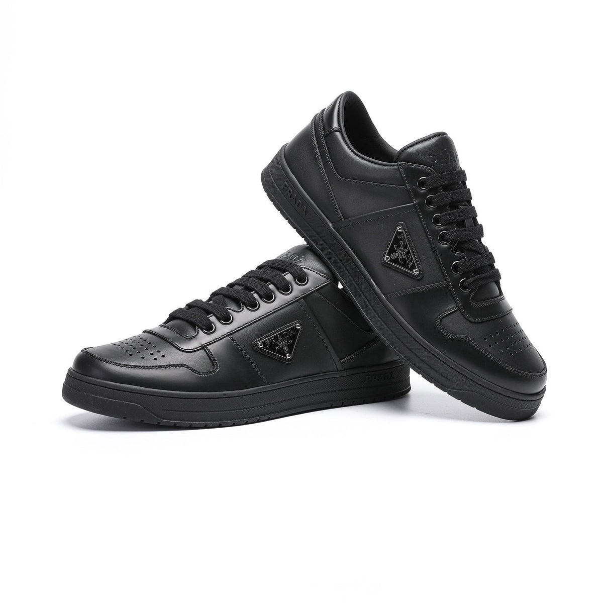 Prada Men's Black Perforated Low-Top Sneakers