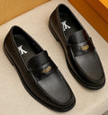Louis Vuitton Black Textured Hardware Loafers