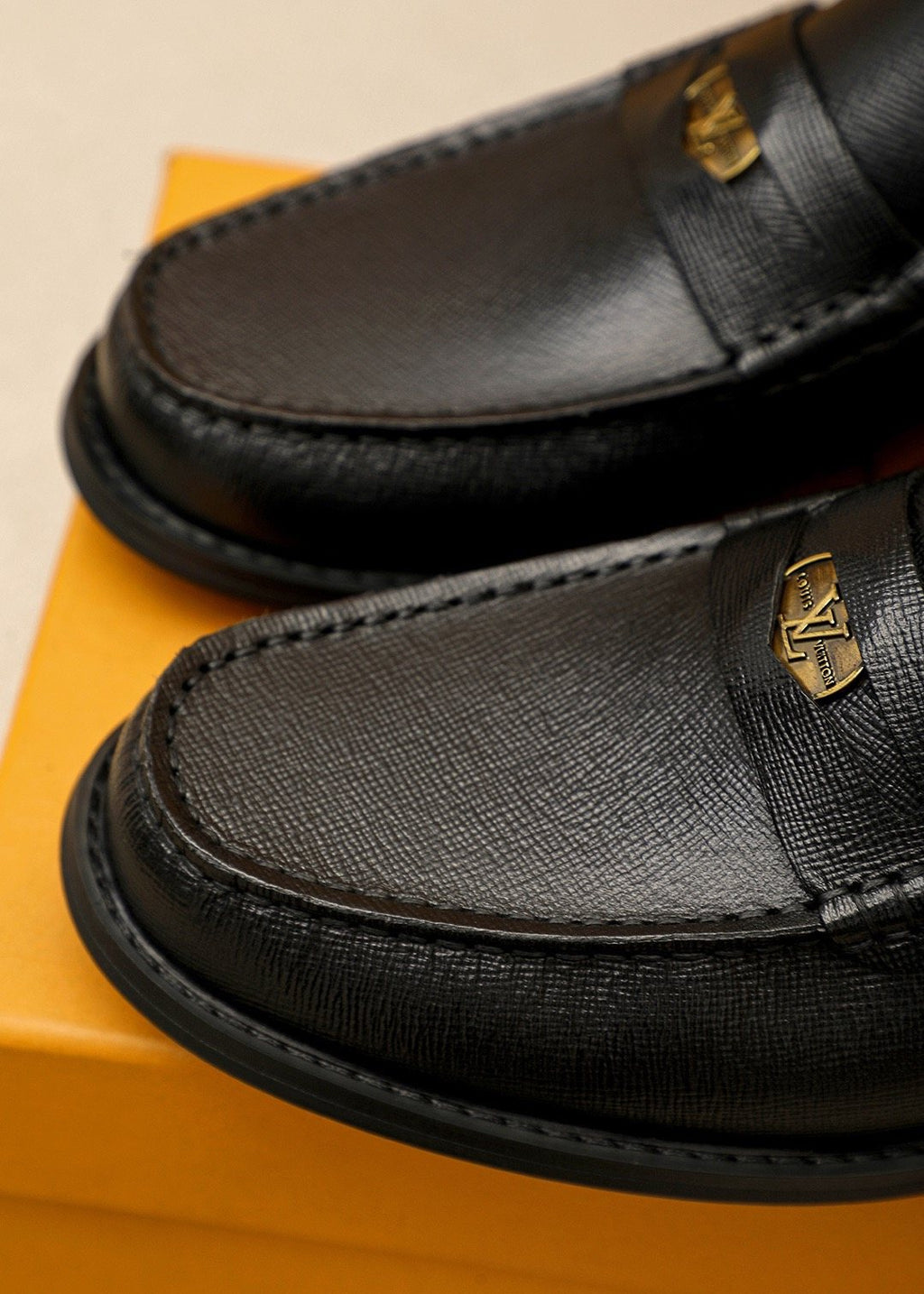 Louis Vuitton Black Textured Hardware Loafers